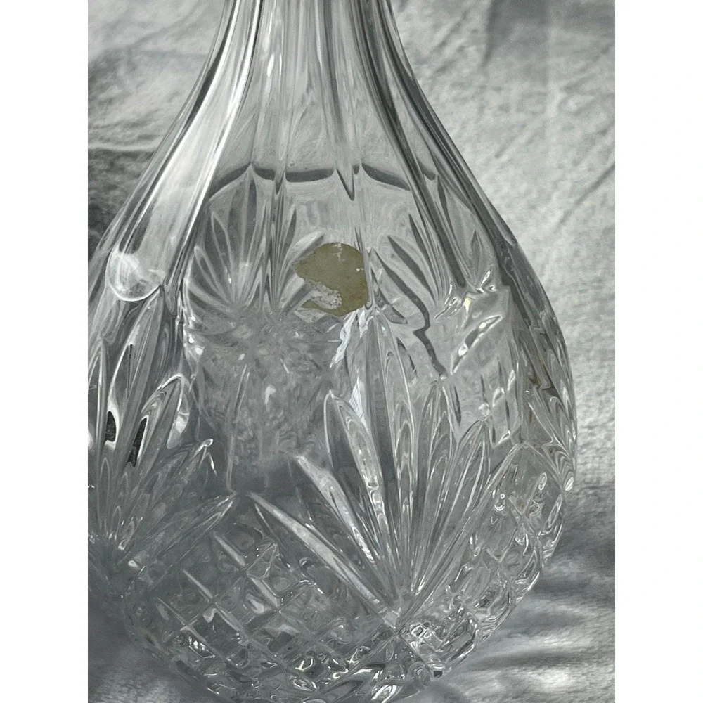 Cut‎ Crystal Wine Liquor Decanter with Flame Stopper Clear Glass 12.5